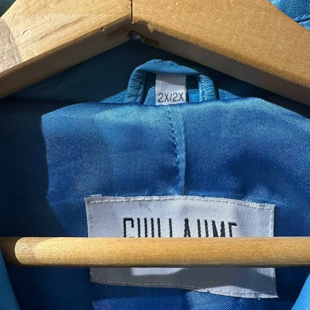 Perfect Grommeted Blue Leather Guillaume Jacket - Size 2X - Picture 5 of 14